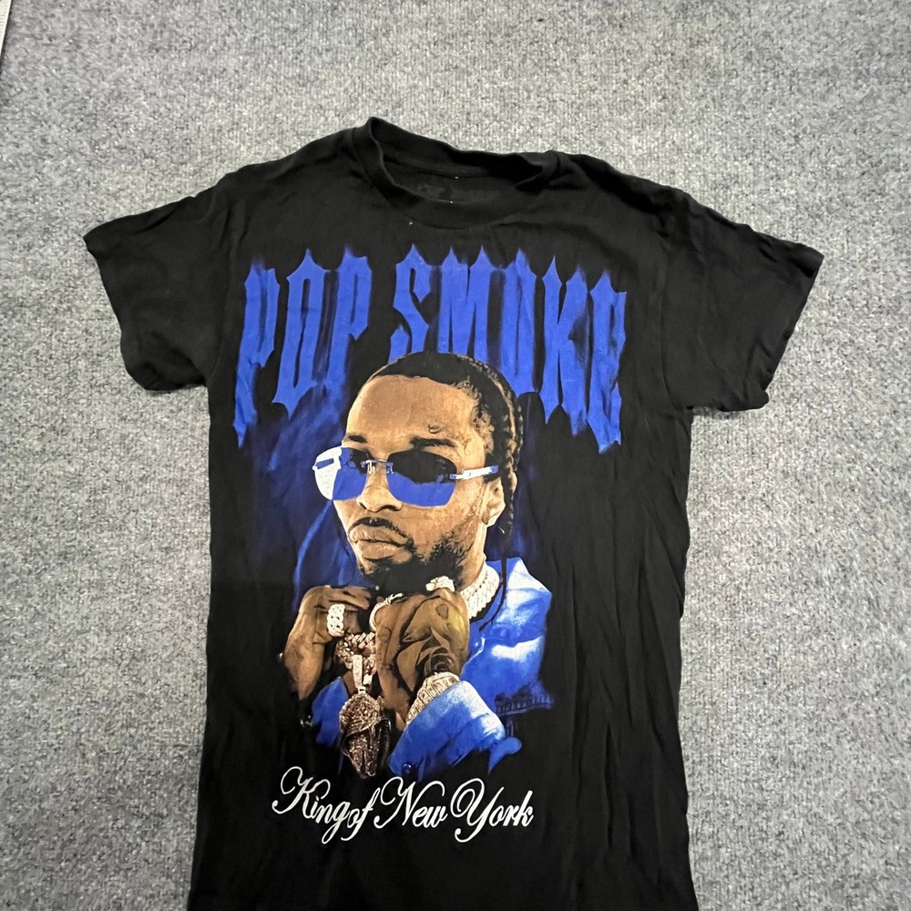 Pop Smoke T-Shirt Mens Size S Black King of New York Graphic Short Sleeve Tee